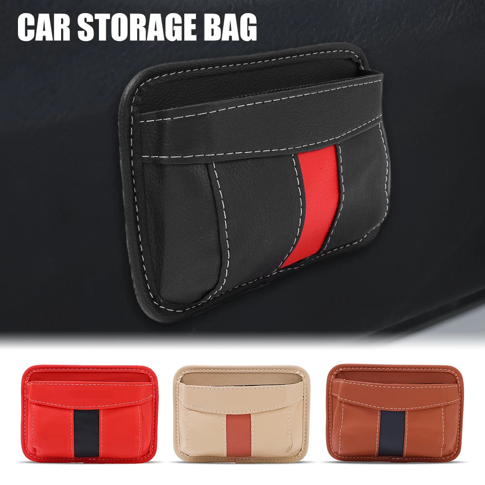 Car Pu Leather Small Multifunctional Storage Bag Phone Key Card Small Stuff Interior Organizer Auto Accessories