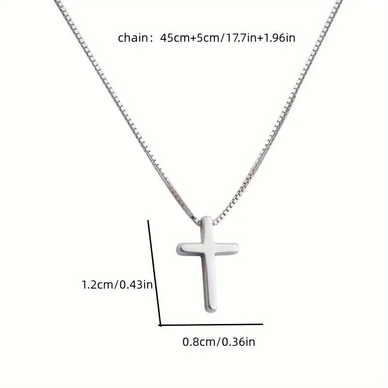 1pc Minimalist Style Silvery Cross Pendant Necklace, Exquisite Holiday Party Commemorative Gift Anniversary Party Gifts, Jewelry