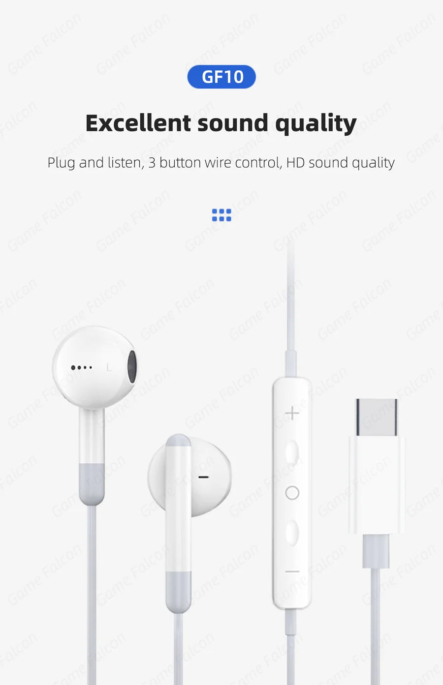 HIfi Headphones For Apple iPhone 15 Pro Max Half-in-Ear With Microphone Wired Earphone For Samsung Huawei Xiaomi USB-C Earphones