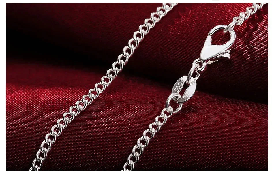 925 Sterling Silver 40-75CM LONG 2mm Width Side Chain Necklace For Women Man Fashion Wedding Charm Jewelry