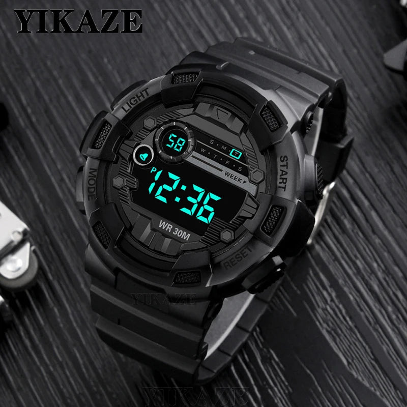 Military Men Watch Men's Digital Watches Sports Electronic Wristwatch 50MM Large Dial Clock Waterproof Sport Watch for Boy Child