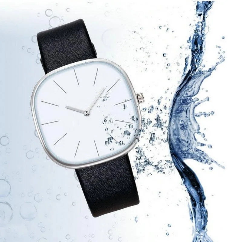 Simple Square Quartz Watch Men Women Luxury Imitation Leather Casual Ladies Couple Wristwatch