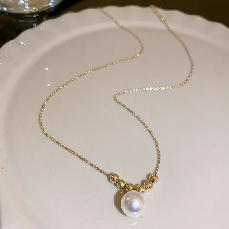 French Baroque Freshwater Pearl Pendant Necklace for Women Personalized Fashion Daily Accessories Party Jewelry Birthday Gifts