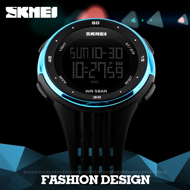 SKMEI 1219 Mens Ladies Digital Clock Relogio Masculino  Outdoor Sport Watches Men Women Waterproof LED Sport Military Watches