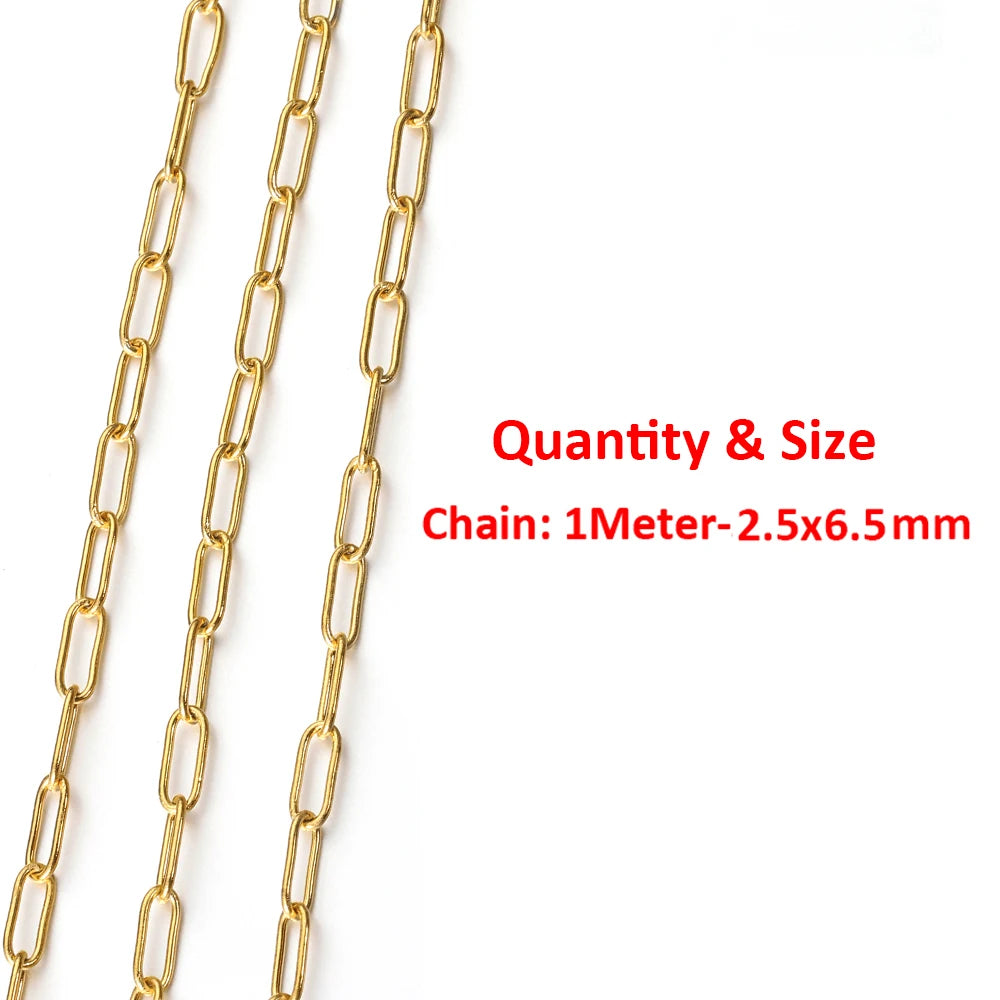 2Meters/1Meter Stainless Steel Chain High Quality Gold Color Chains for Bracelet Necklace Jewelry Making DIY Findings Wholesale