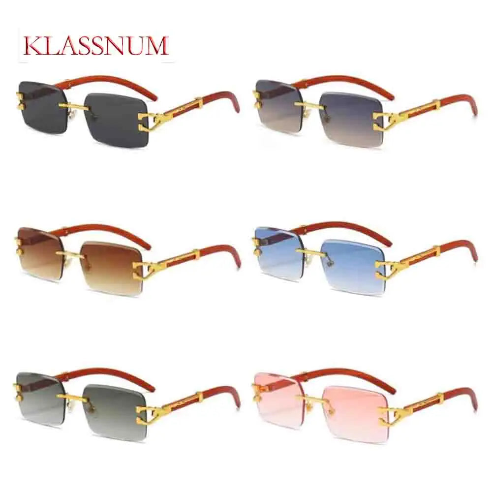 2023 New Men Luxury Brand Sunglasses Fashion Retro Square Rimless Sunglasses Outdoor Travel Shades UV400 Goggles Rider Glass