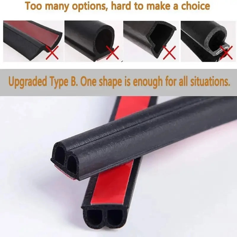 1pc 16.4 FT Long Universal Self Adhesive Auto Rubber Weather Draft Seal Strip, Weatherstrip For Car Window And Door