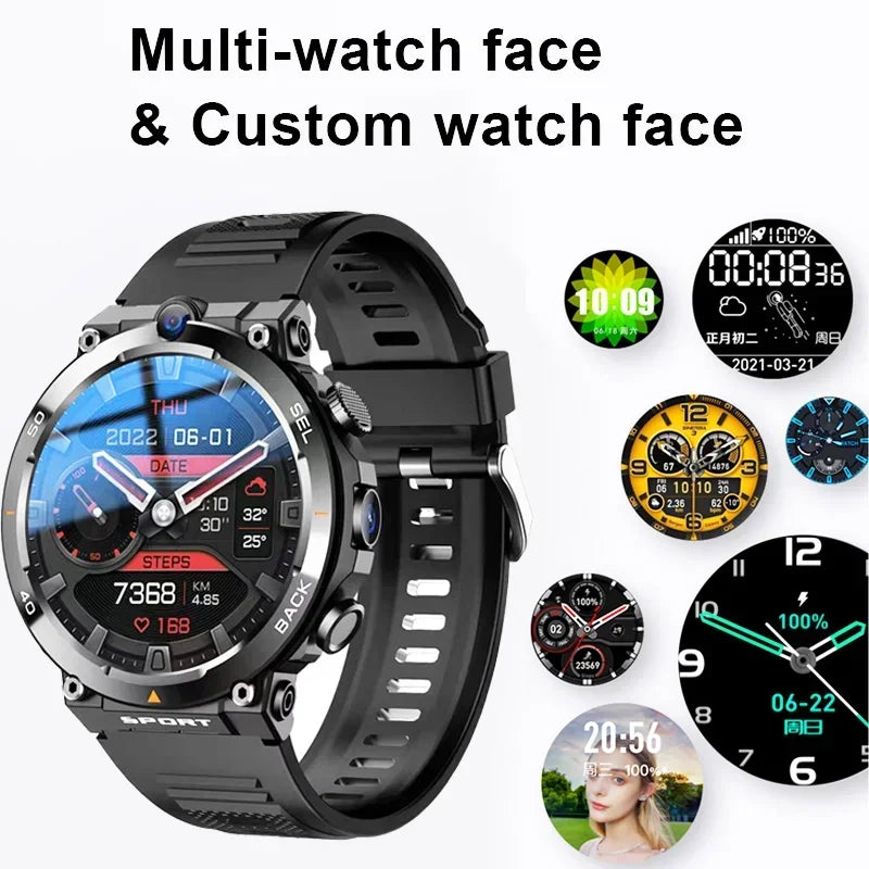 4G SIM Card Smart Watch 2024 Android OS 16G ROM GPS Wifi HD Dual Cameras Video Calls Recording Google Play SmartWatch for Men