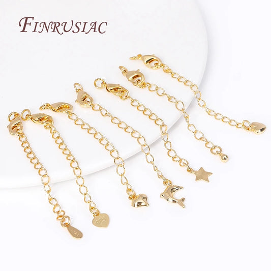 18K Gold Plated Brass Extension Chain With Lobster Clasps High Quality Jewelry Accessories For DIY Jewelry Making Findings