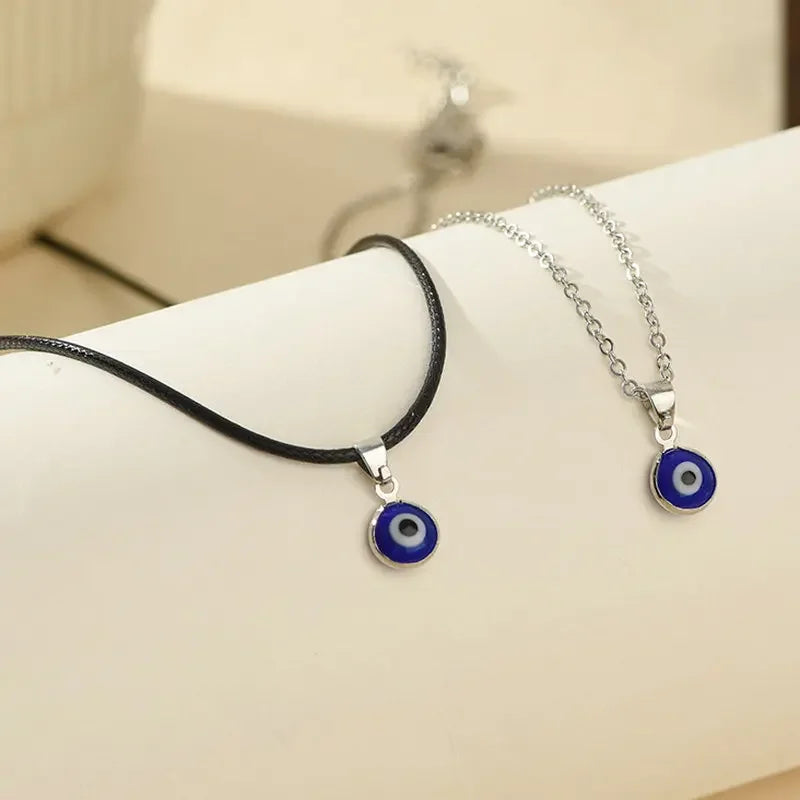 Turkey Evil Eye Charms Necklace for Woman Blue Round Pendants Couple Chain Necklaces Lucky Jewelry 2023 Fashion Friendship Gift