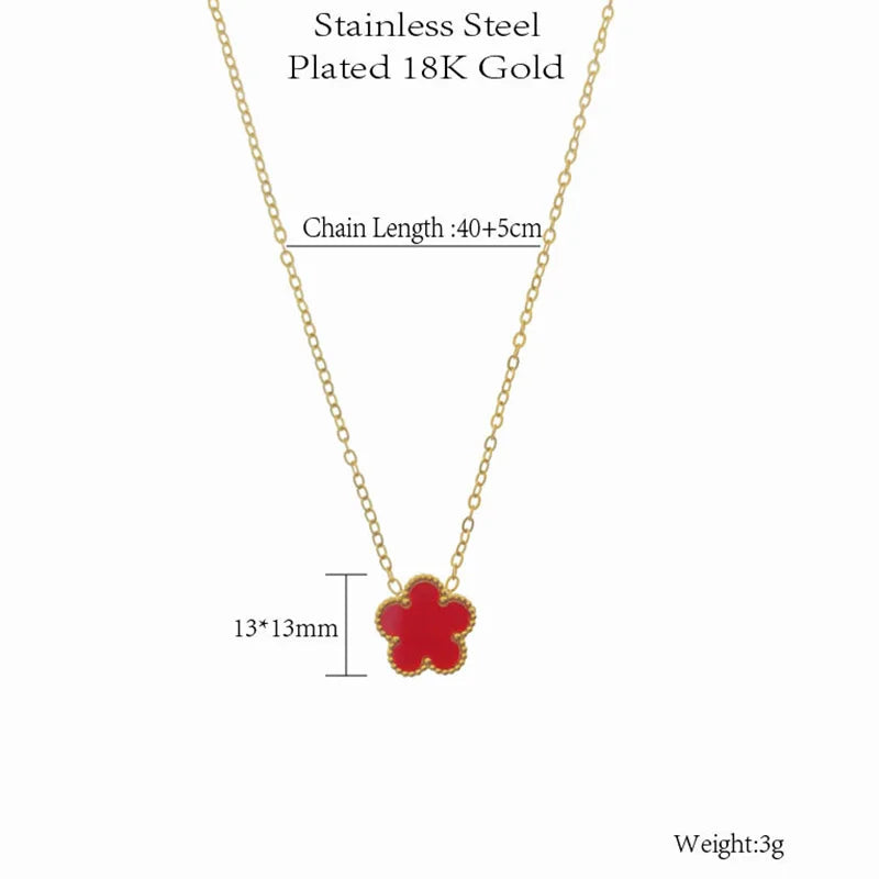 Double Sided Flowers Women's Stainless Steel Necklace Necklaces for Women Pendant Silver Color Clover Fashion Jewelry Party Gift