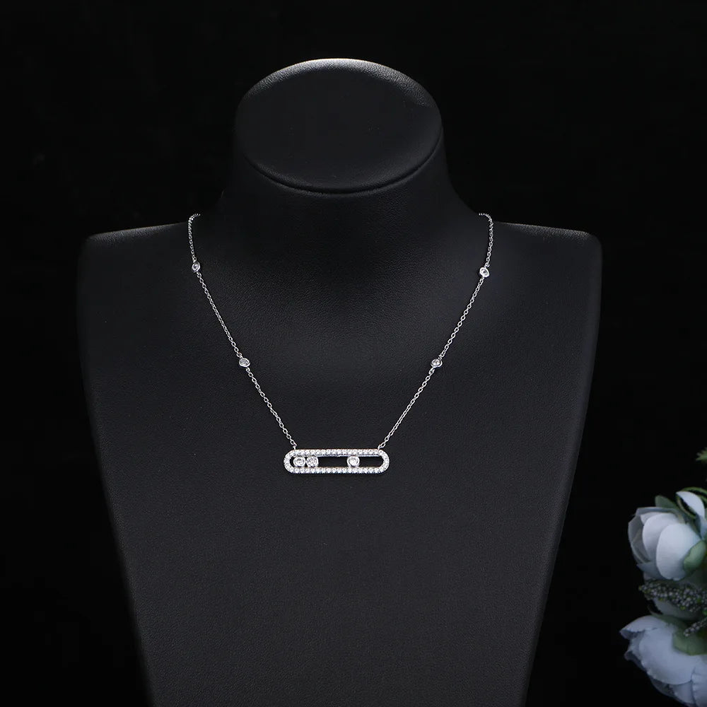 Hot Fashion Lucky Bead Geometric Pendant Necklace Gold Silver high-quality zircon Choker Necklace For Women Pendant Jewelry Gift