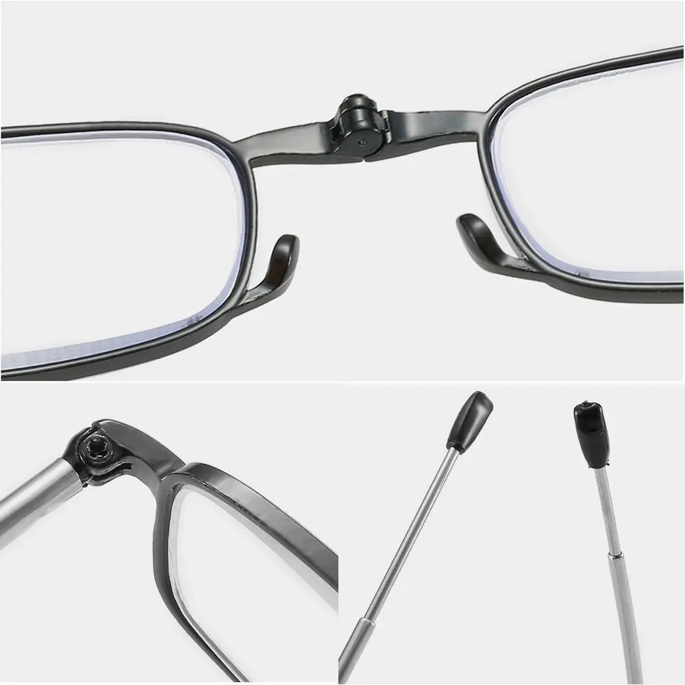 Portable Folding Reading Glasses with Keychain Case Anti Blue Light Presbyopic Eyeglasses Women Men Ultralight Hyperopia Eyewear