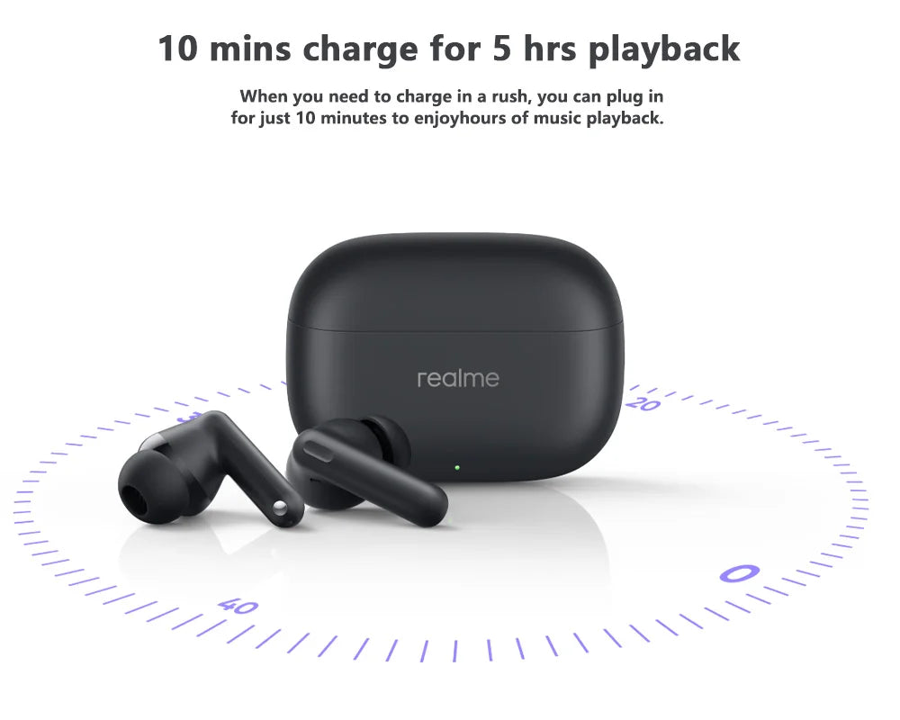 Global Version realme Buds T310 Bluetooth 5.4 Wireless TWS Earphone 40H Battery Life Headphone 46dB Active Noise Cancelling