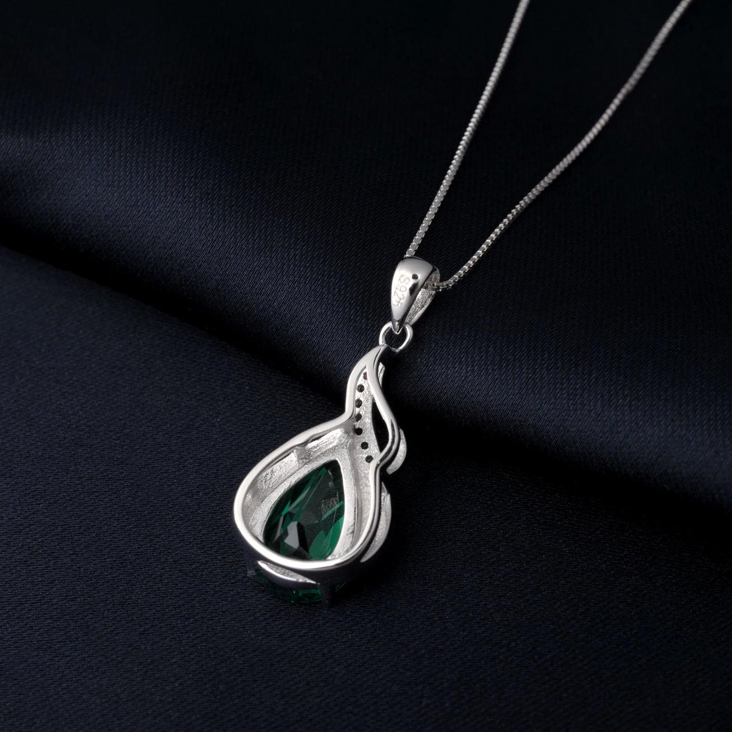 Potiy Pear Shape 2.72ct Nano Emerald Pendant Necklace No Chain 925 Sterling Silver for Women Daily Wedding Party Jewelry