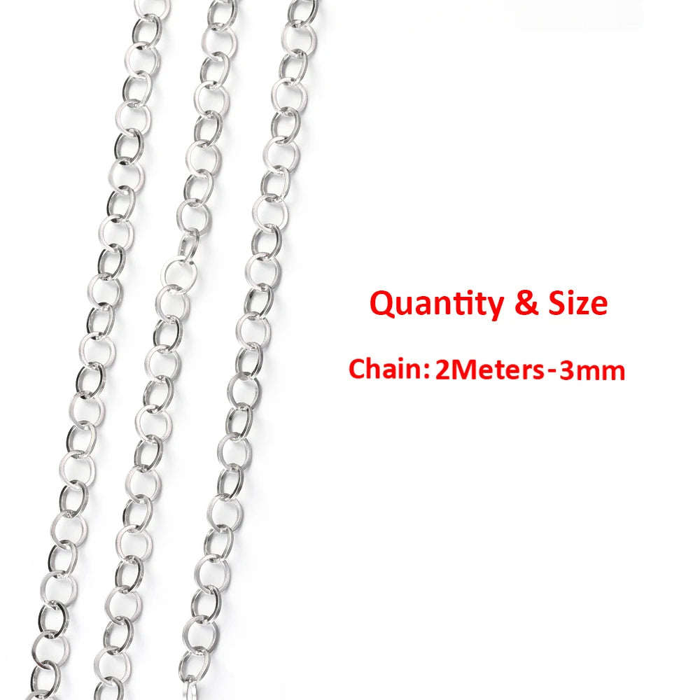 2Meters/1Meter Stainless Steel Chain High Quality Gold Color Chains for Bracelet Necklace Jewelry Making DIY Findings Wholesale