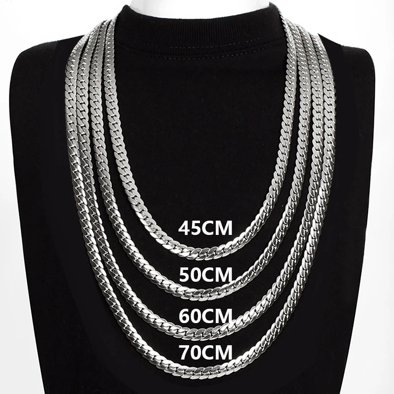 Cuban Link Chain Necklace Stainless Steel Long Chain For Men Women Jewelry Gifts