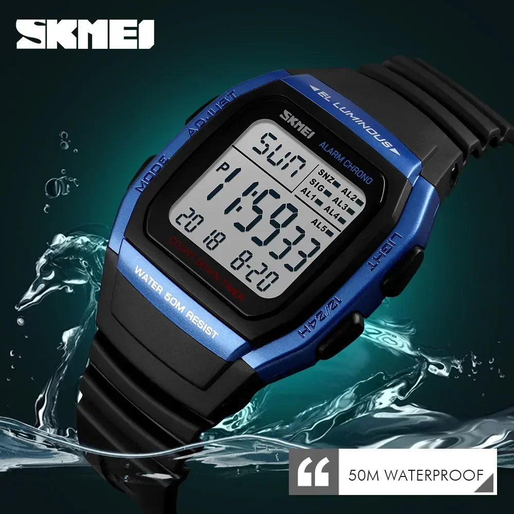 SKMEI 1278  Casual Outdoor Male Clock Luminous montre homme Digital Dual Time Sport Mens Watches Chrono Countdown Men Wristwatch