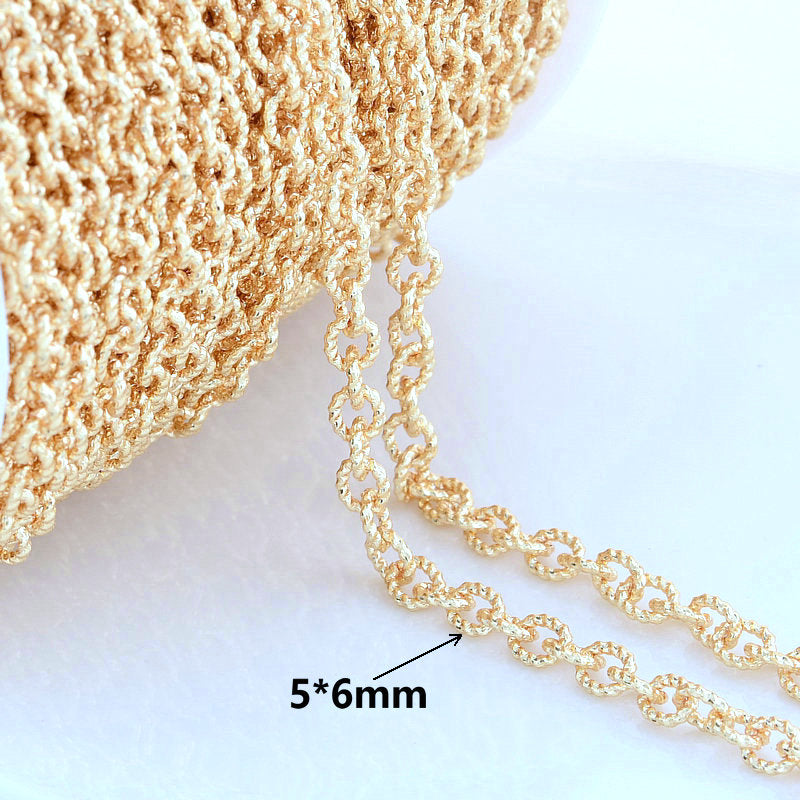 14K Gold Color Plated Brass Round Star Link Chains Necklace Chains High Quality Jewelry Accessories