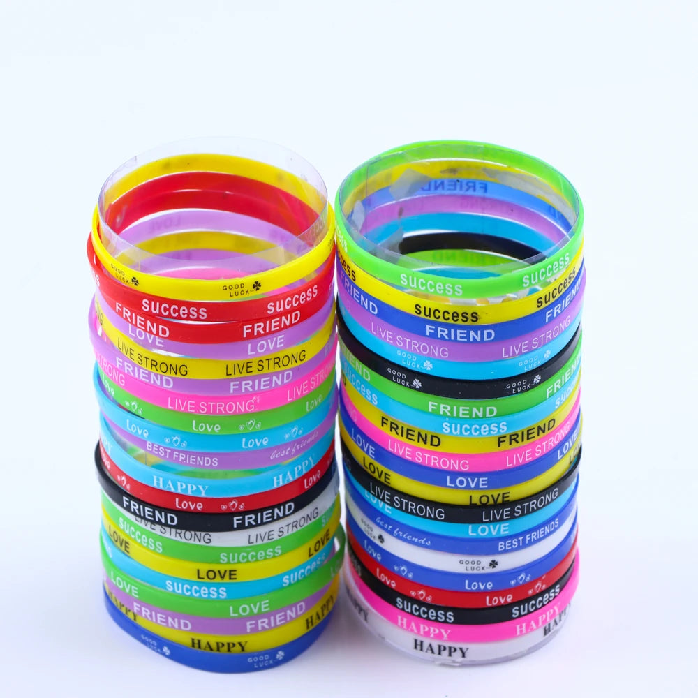 20/30/50/100Pcs/Lot Fashion Sport Multicolor Luminous Silicone Bracelets Men Women Mix Style Rubber Wristband Jewelry Gift