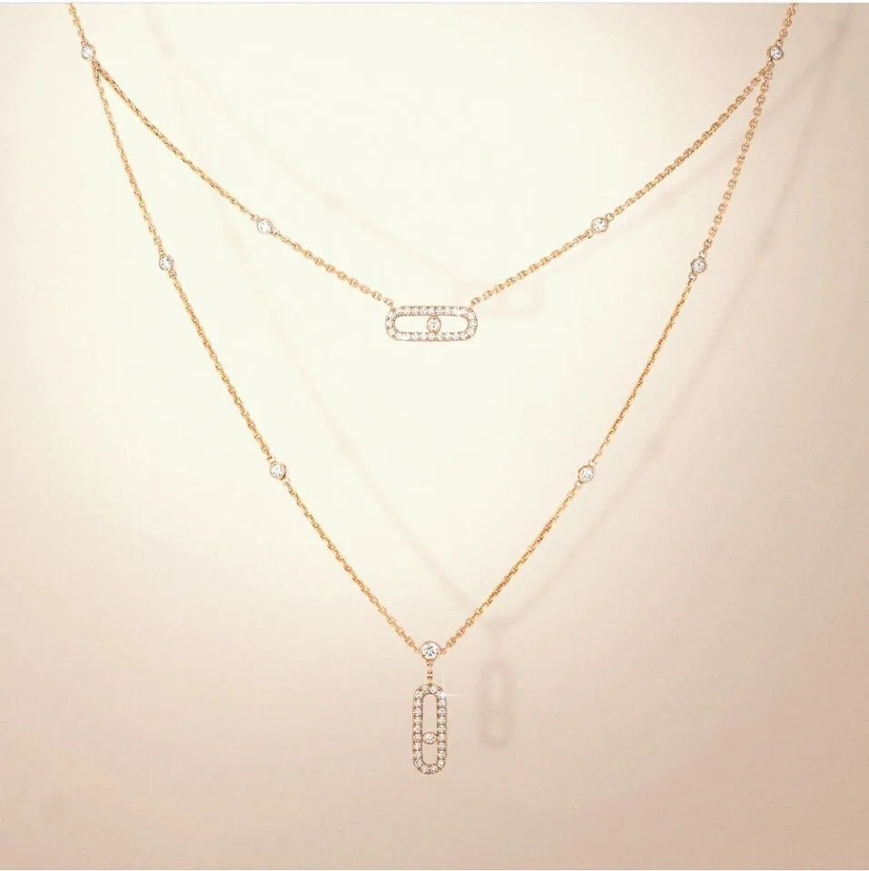 Hot Fashion Lucky Bead Geometric Pendant Necklace Gold Silver high-quality zircon Choker Necklace For Women Pendant Jewelry Gift