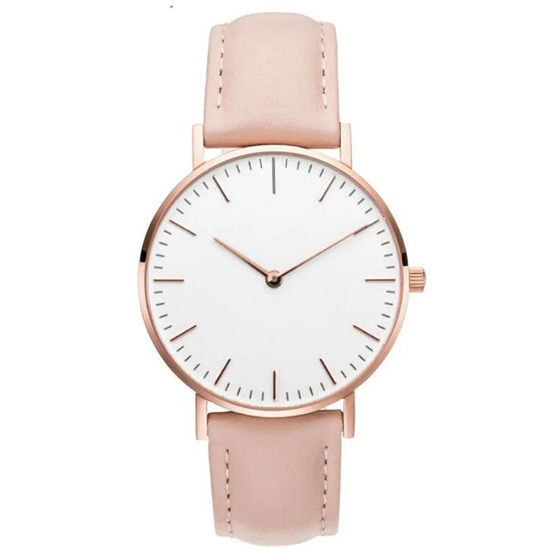 Simple Elegant Watch for Women 2023 Pink White Leather Watchband Dress Lady Wrist Watches Casual Female Clock Hot Montre Femme