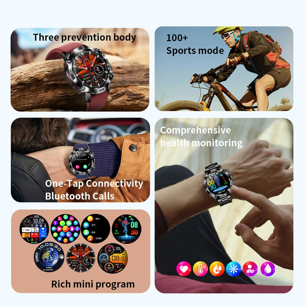 2024 ECG+PPG Bluetooth Call Smart Watch Men Laser Health Blood Pressure Fitness Sports Watches Man Sports Waterproof Smartwatch