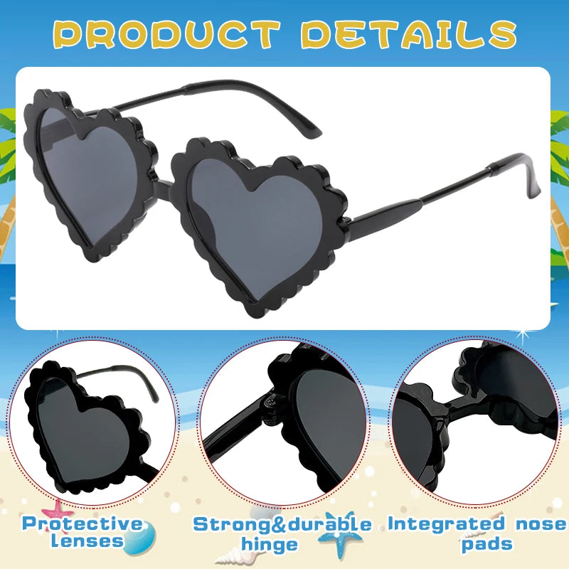 2023 New Kids Cartoon Heart Sunflower Fruit Rabbit Ears Sunglasses Girls Boy Children Outdoor Round Polarized UV400 Sun Glasses