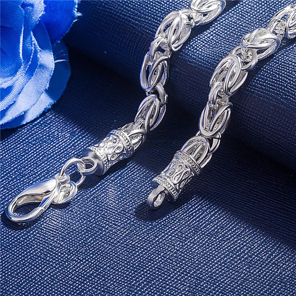 925 Sterling Silver Exquisite Solid Chain Bracelet Fashion Charm Women Men Solid Wedding Cute Simple Models Jewelry