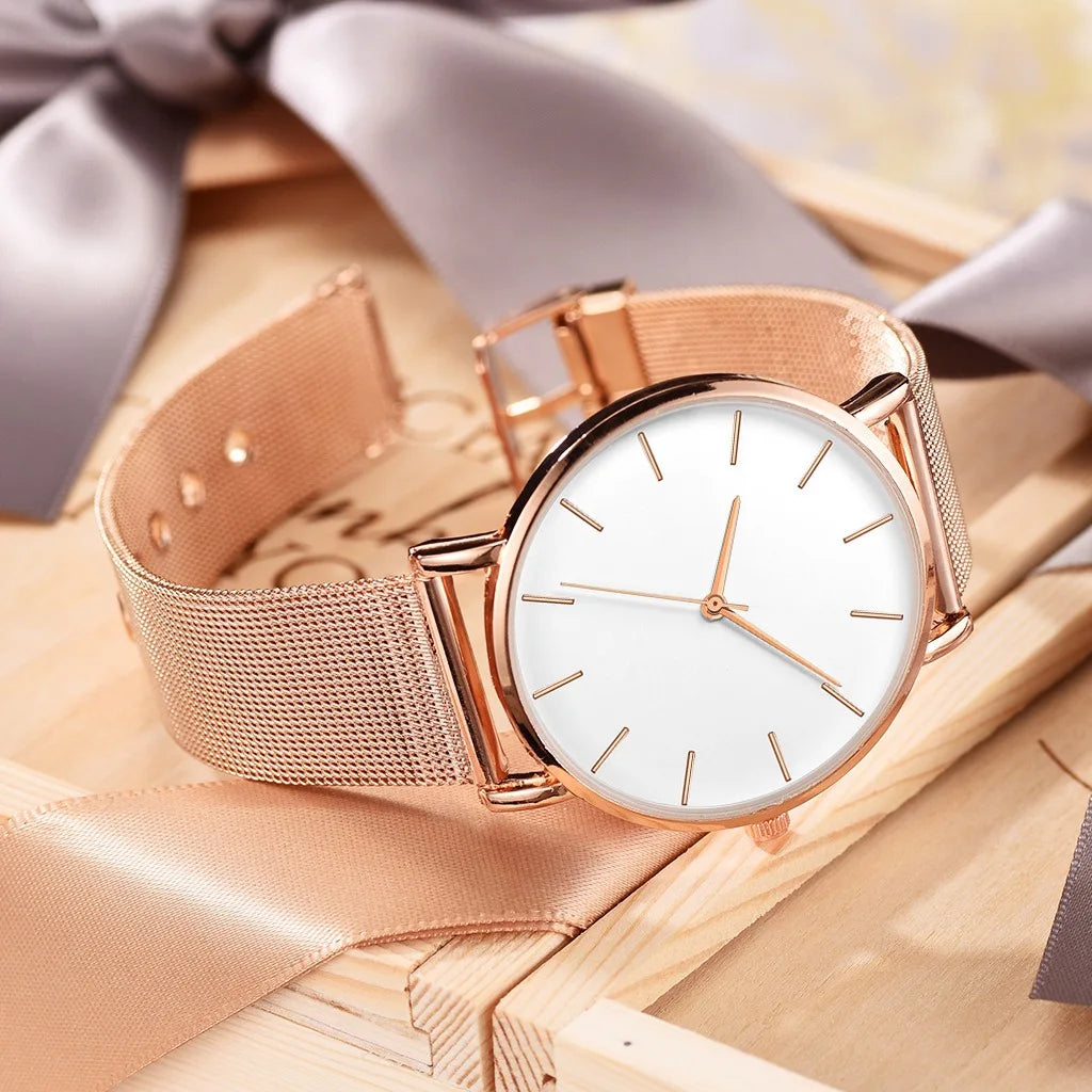 Fashion Women Watches Luxury Rose Gold Watch Ladies Quartz Wrist Watch Bracelet Set  Reloj Mujer Relogio Feminino zegarek damsk