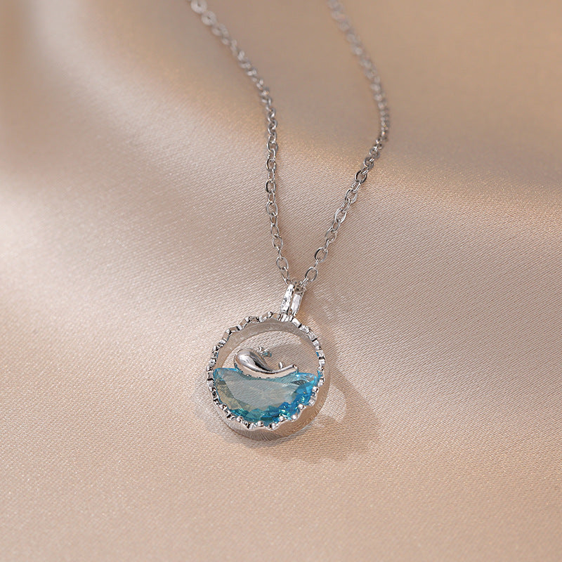 Beautiful and Fashionable, This Life Has You, Meaning Rhinestone Whale Pendant Necklace for Women, Perfect HolidayGift for Girls