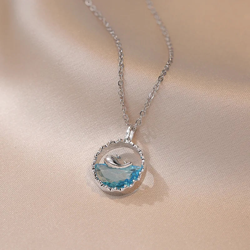 Beautiful and Fashionable, This Life Has You, Meaning Rhinestone Whale Pendant Necklace for Women, Perfect HolidayGift for Girls