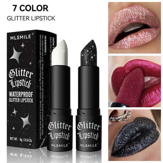 7 Colors Waterproof Diamond Glitter Lipstick Long Lasting Moisturizing Shiny Pearlescent Nude Red Lipsticks Lips Makeup Cosmetic