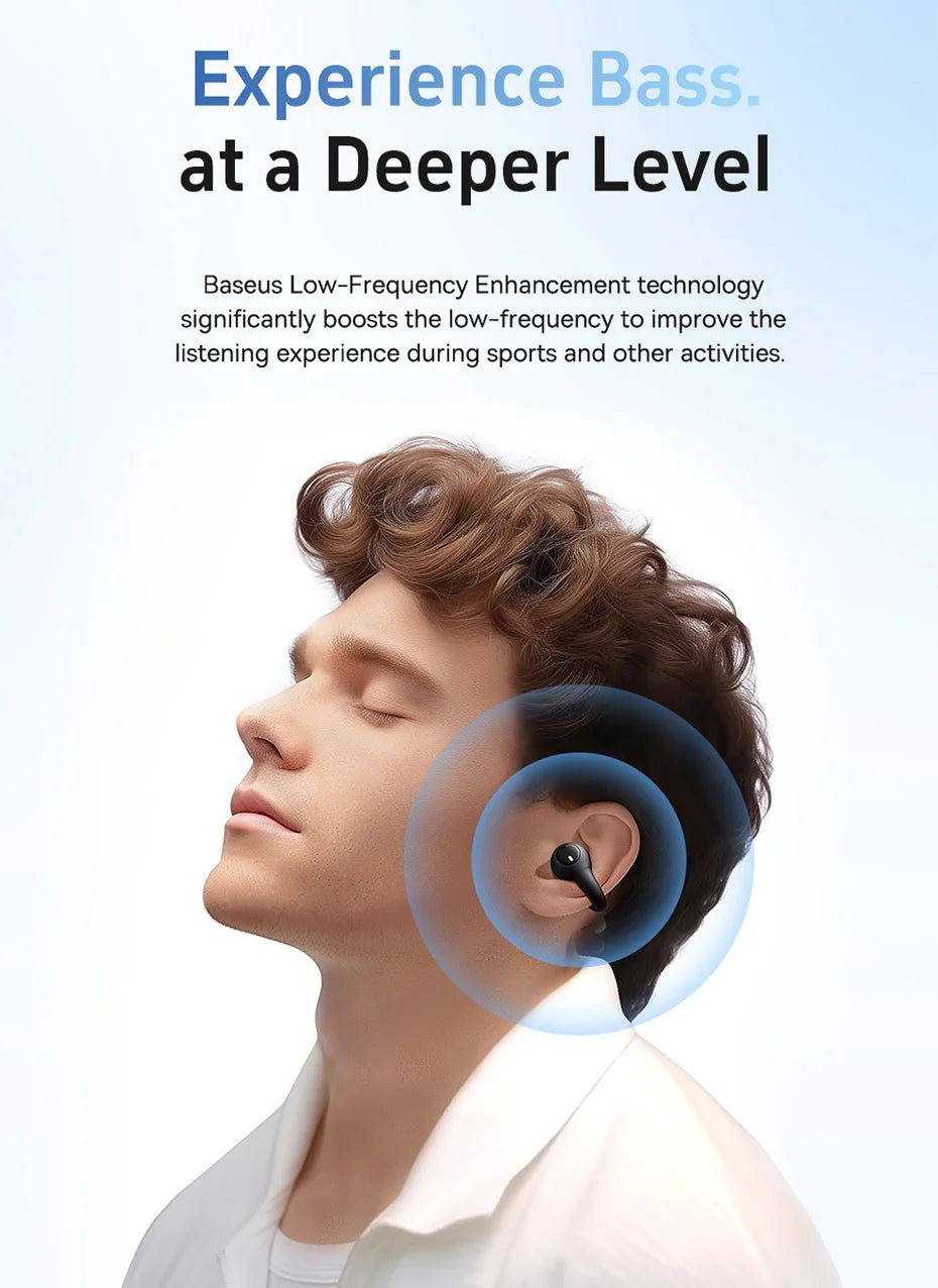 Baseus AirGo AS01 Wireless Headphones Ear clip Earphones Bluetooth 5.3  2MIc ENC HD Call Noise Reduction Earbuds Sports Earbuds