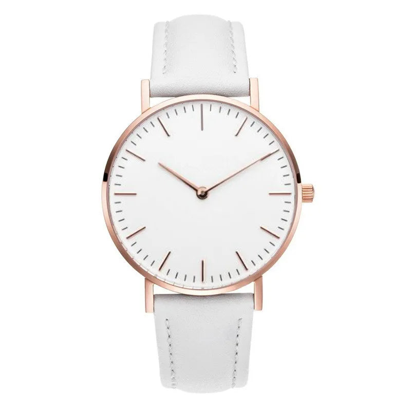 Simple Elegant Watch for Women 2023 Pink White Leather Watchband Dress Lady Wrist Watches Casual Female Clock Hot Montre Femme