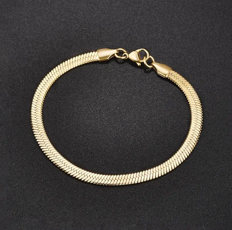 3/4/5MM Stainless Steel Snake Chain Bracelet For Women Men Classic Gold Color Charm Bracelets Jewellery Wholesale Dropshipping