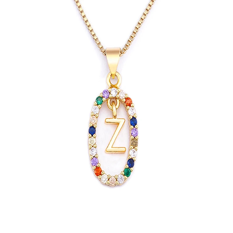 26 English Letters Pendant Necklace Zircon Fashion A - Z Initial M S C K Trendy Alphabet Long Chain For Women My Name Jewelry