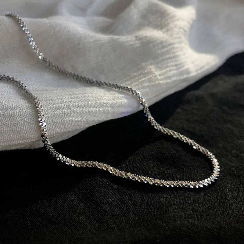 2023 New Popular Silver Colour Sparkling Clavicle Chain Choker Necklace For Women Fine Jewelry Wedding Party Gift