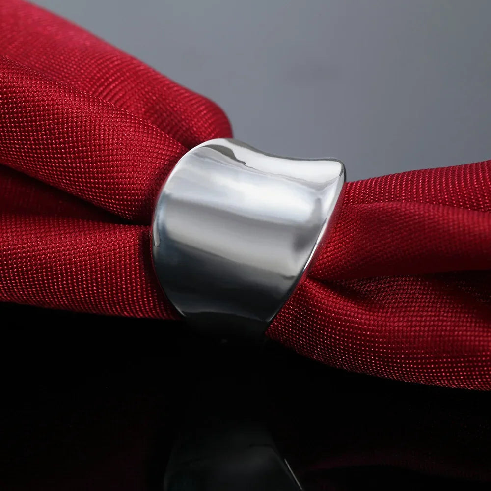 Classic charms Silver Color wide Rings for men Women Size 6 7 8 9 10 Fashion party fine Jewelry gifts temperament