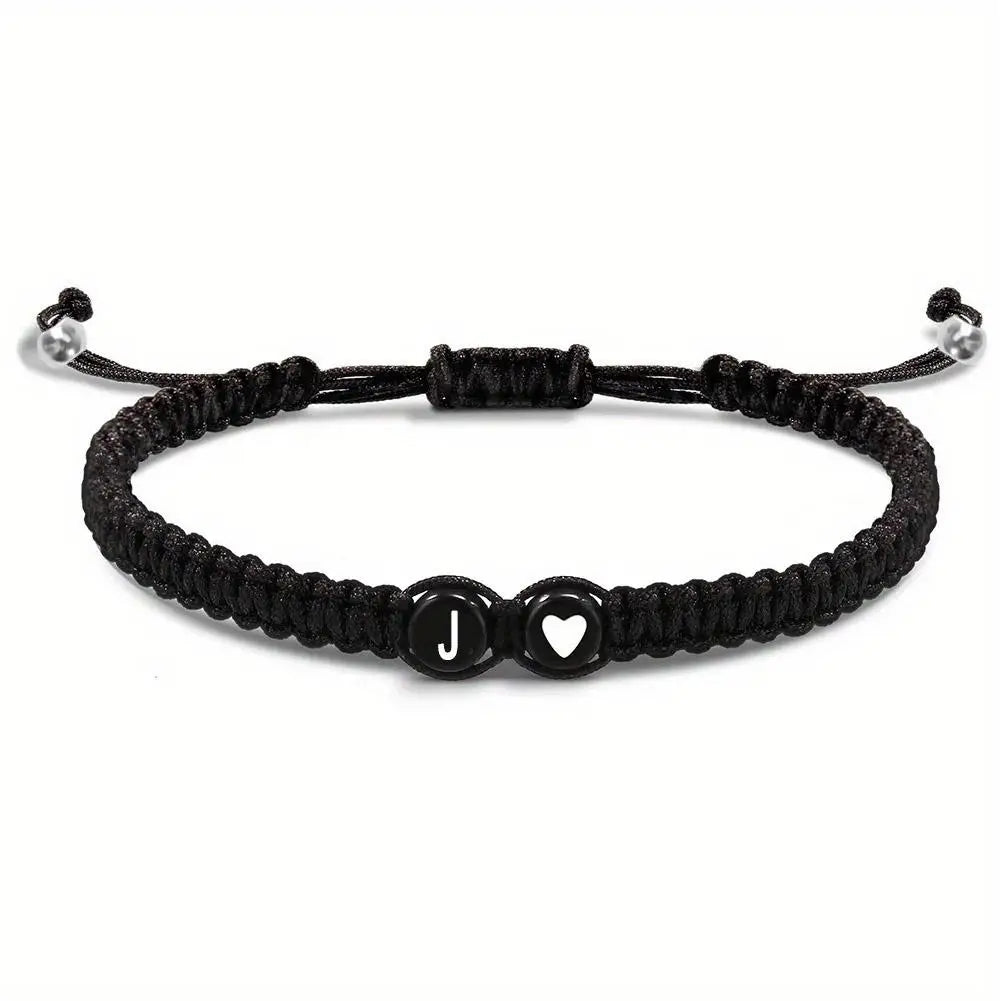 26 Letters Initial Heart Bracelets Handmade Adjustable A-Z Name Braided Bracelet For Women Men Friendship Couple Bracelet