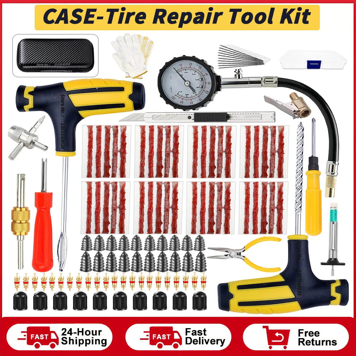 Car Tire Repair Kit Puncture Plug Tools Tyre Puncture Emergency for Tire Strips Stirring Glue Repair Tool Kit Car Accessories