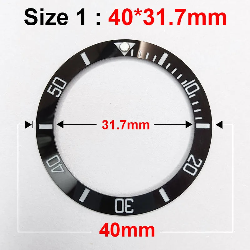 40-31.7mm and 38-30.7mm high quality Sloping Luminous ceramic bezel Insert watch case watch accessories parts GMT ceramic bezel