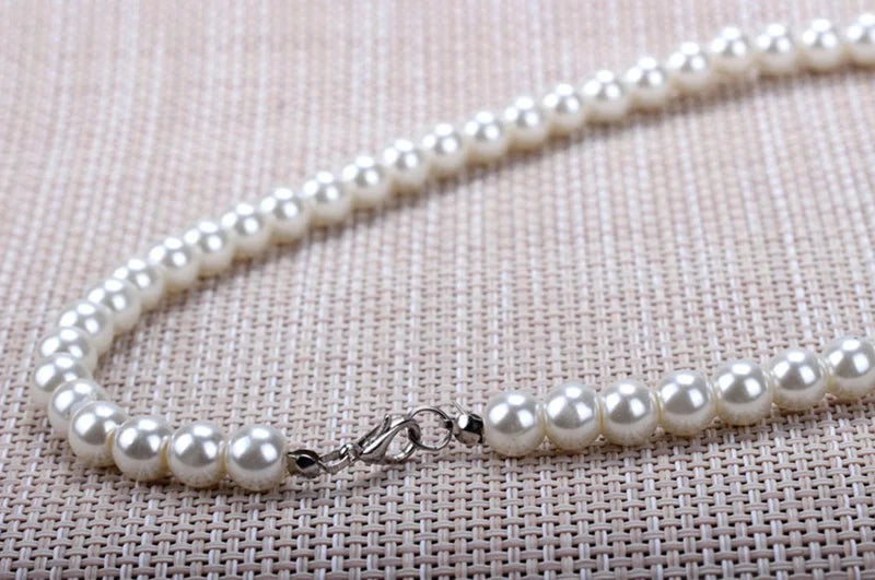 1 Strand Women Fashion Jewelry Pearl Necklace 42cm 8mm New Fashion Statement Imitate Pearl Beads For Wedding Party Decoration