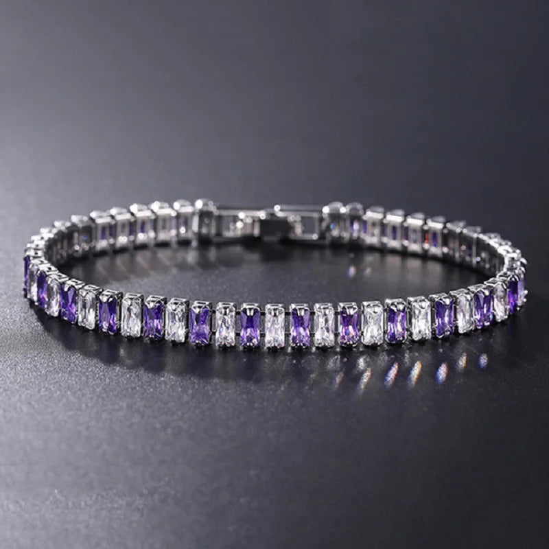 Luxury Hiphop Iced Out  4mm Cubic Zirconia Crystal Tennis Bracelets For Women Men Gold Color Silver Color Bracelet Chain Jewelry