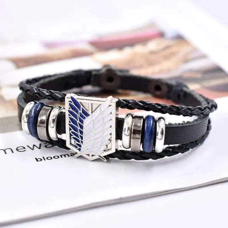 Anime Naruto Attack on Titan One Piece Personalized Customization  Peripheral Badge Diy Bracelet Adjustment Leather Bracelets