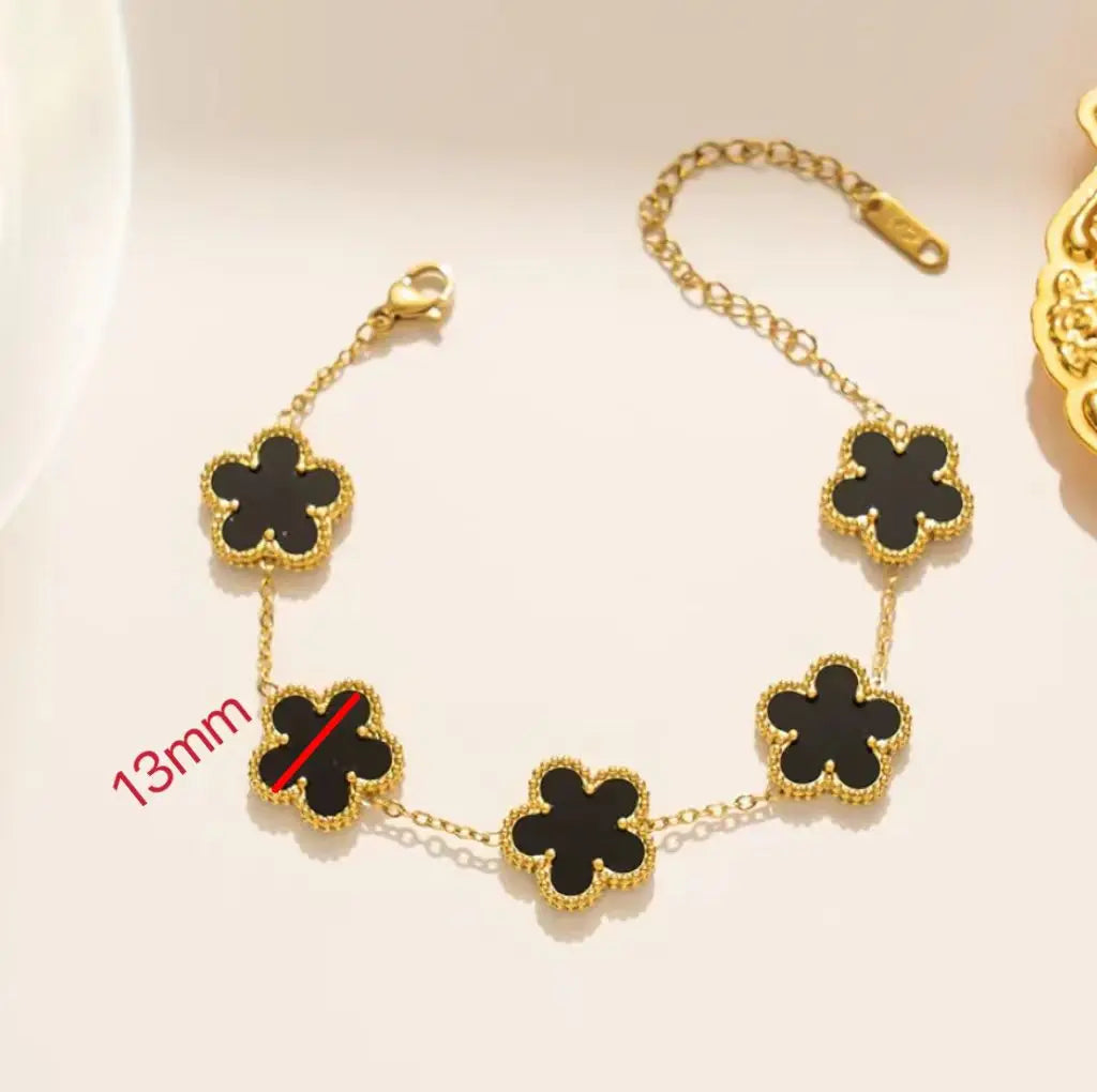 Luxury Stainless Steel Bracelet Women Adjustable Five Flower Bracelets for Women Clover New Fashion Jewelry Accessories Gifts