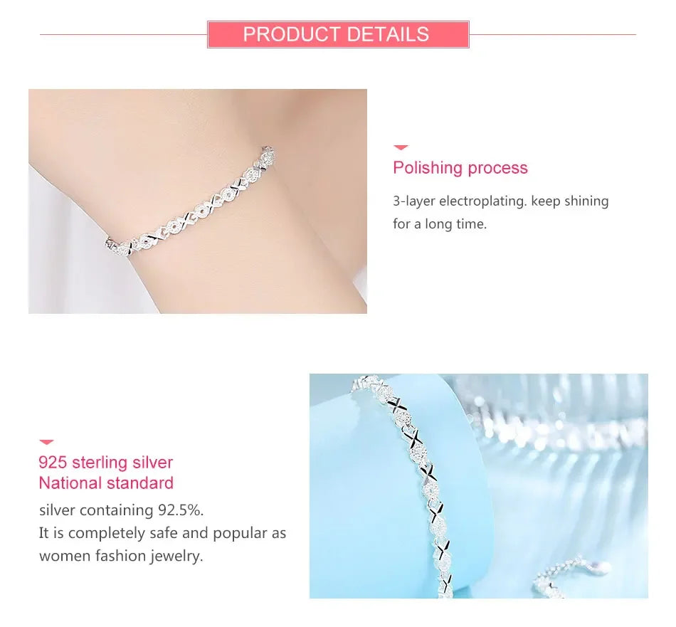 High Quality 925 Sterling Silver Fashion Multiple Styles Bracelet Chain For Women Fashion Wedding Party Beautiful Jewelry Gift