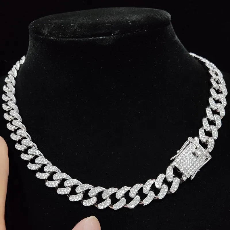 Men Women Hip hop Iced Out Bling Chain Necklace High quality 13mm width Miami Cuban Chain HipHop Necklaces Fashion Jewelry