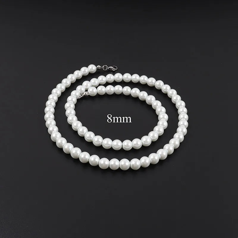 New Trendy Imitation Pearl Necklace Men Temperament Simple Handmade Strand Bead Necklace For Women Jewelry Gift Wholesale Jewelr