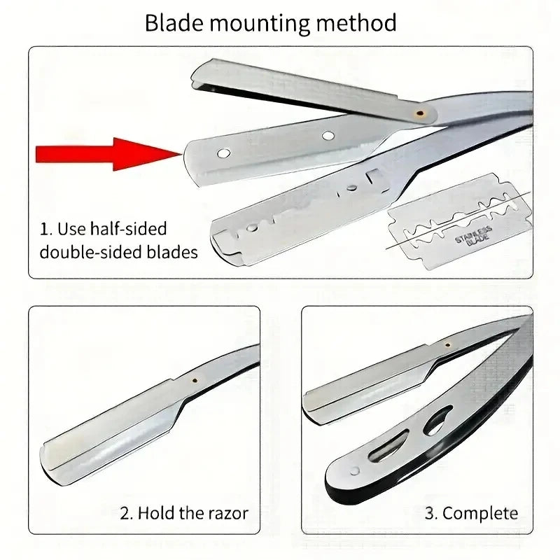 Straight Razor Foldable Safety Manual Shaves Blades Men Stainless Steel Shaving Razor Face Care Body Face Hair Removal Knife